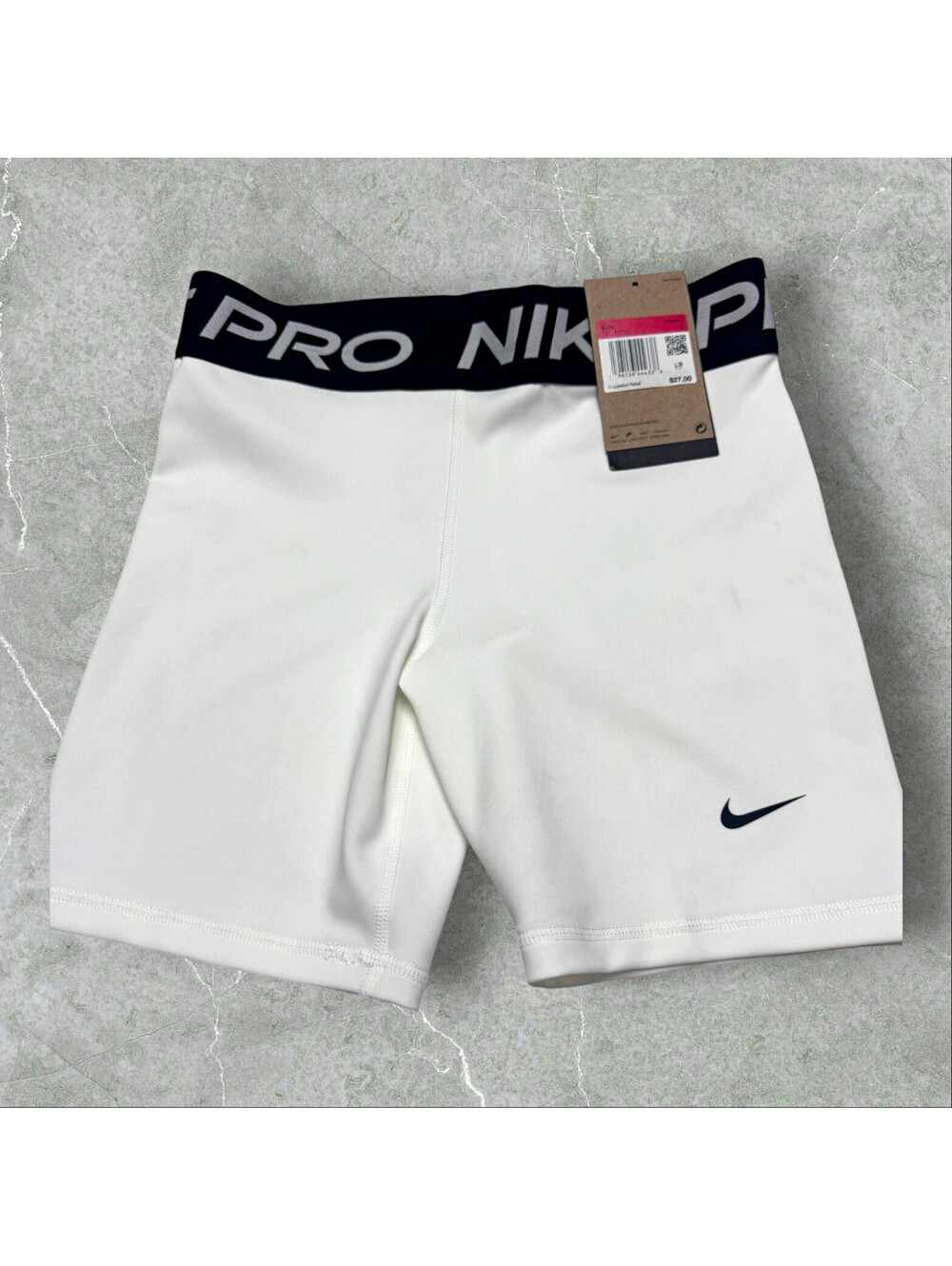 Nike Pro Girls  Compression Shorts White/Black 5" inseam size large